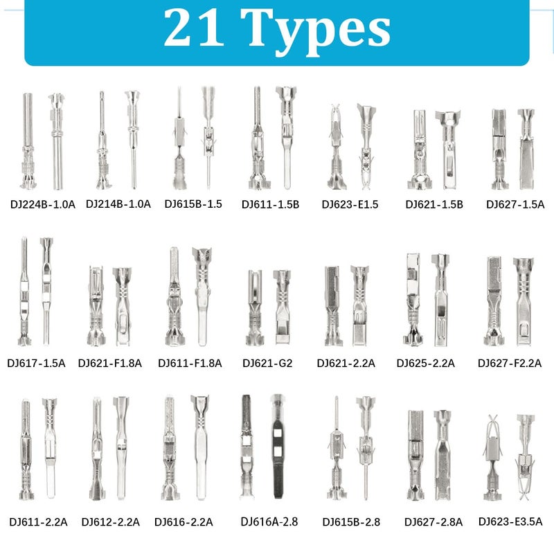 Seamaka720Pcs 21Type Car Electrical Wire Terminal Tool kit 1/1.5/1.8/2.2/2.8/3.5mm Connector Pins Terminal Removal Male Female Crimp Pins Non-Insulated Plug - Image 3